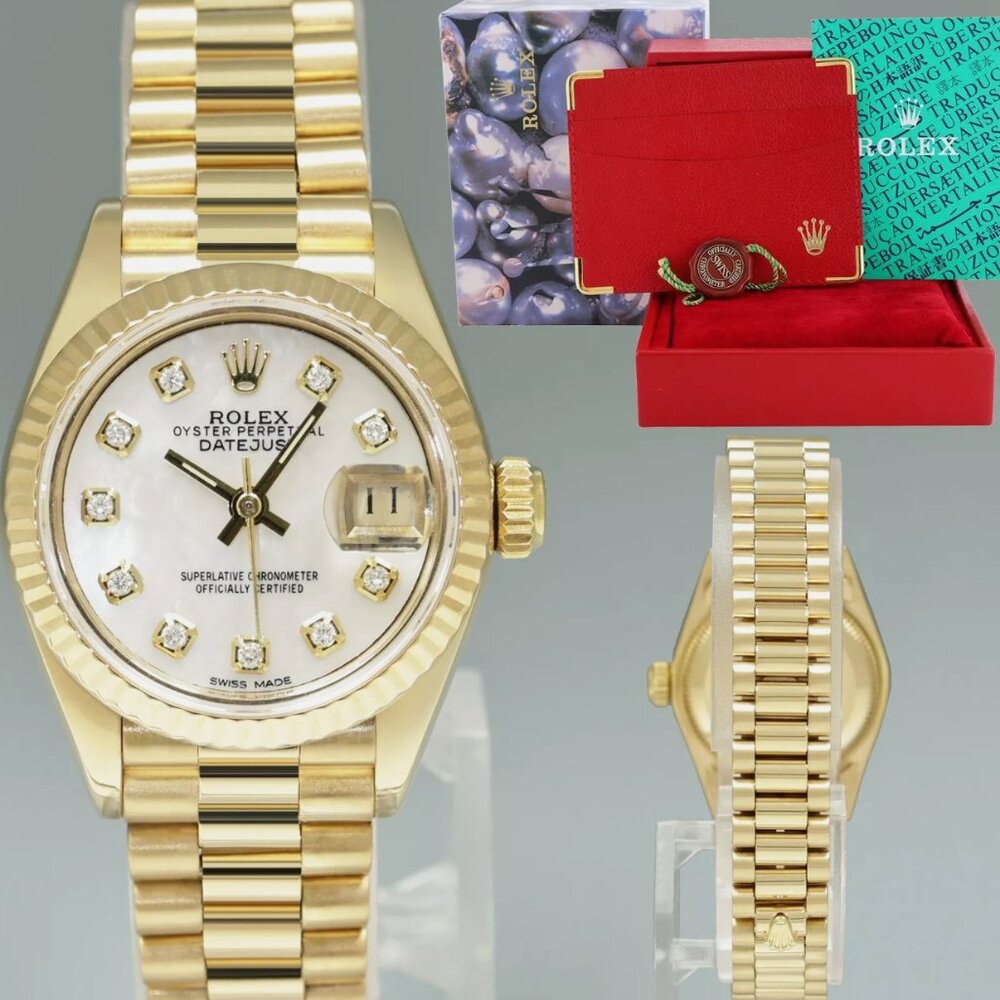 Rolex Pearl Diamond President Watch With Box